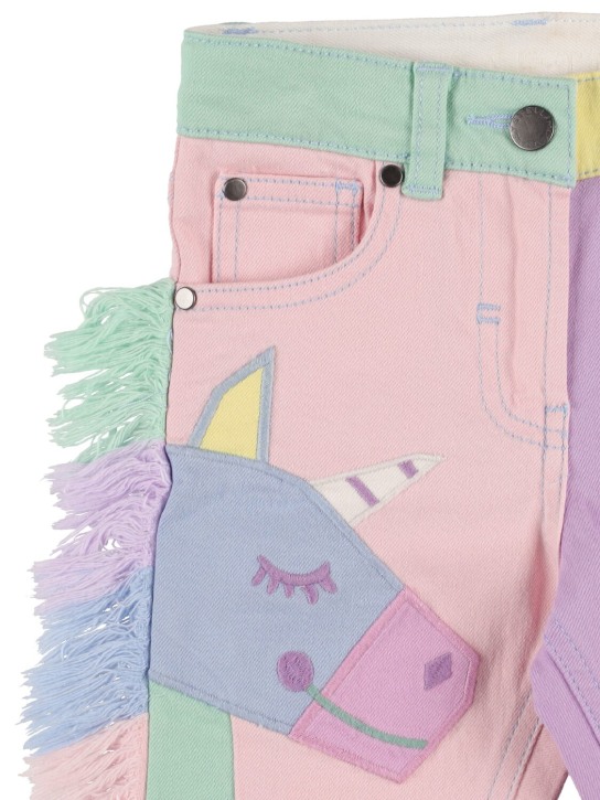 Stella Mccartney Kids: Jeans in misto cotone organico con ricami - Multicolore - kids-girls_1 | Luisa Via Roma