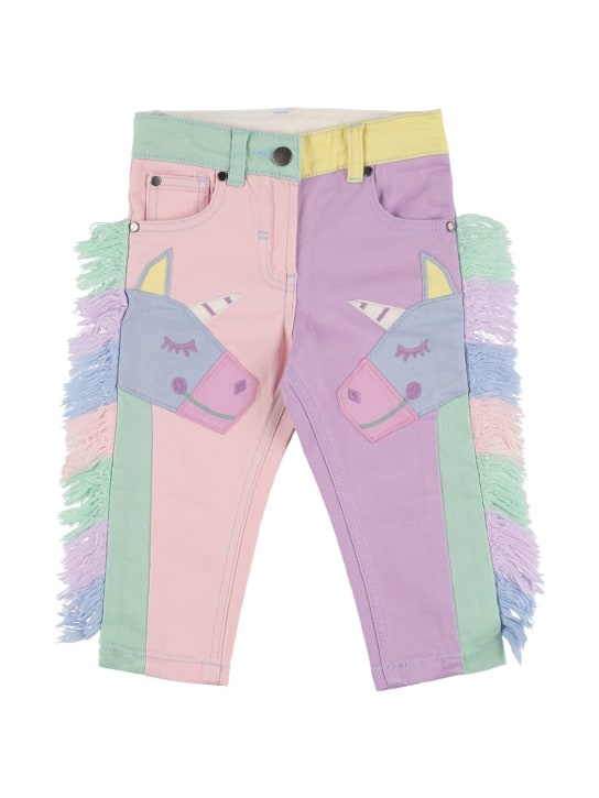 Stella Mccartney Kids: Jeans in misto cotone organico con ricami - Multicolore - kids-girls_0 | Luisa Via Roma