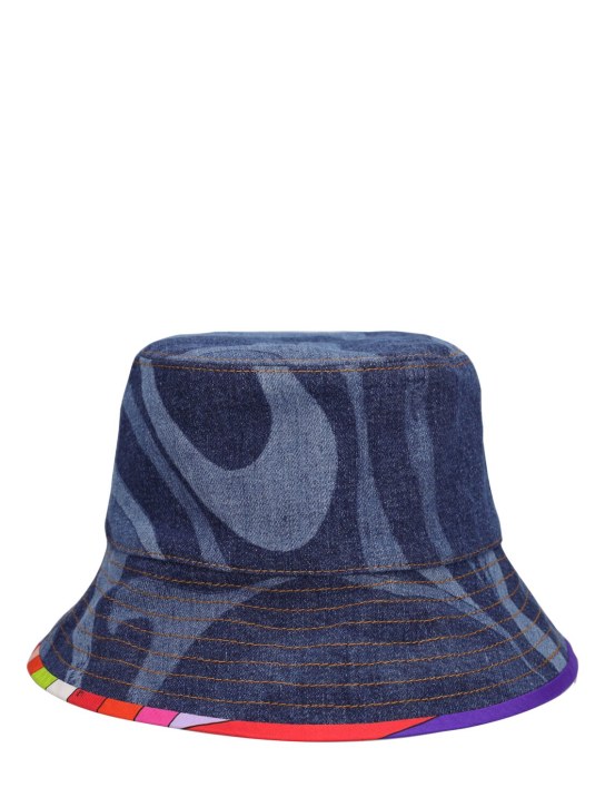 Pucci: Lasered denim bucket hat - Blueceleste - women_0 | Luisa Via Roma