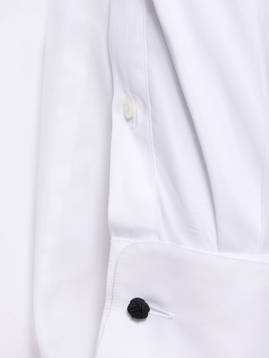 Giorgio Armani: Cotton tuxedo shirt - Beyaz - men_1 | Luisa Via Roma