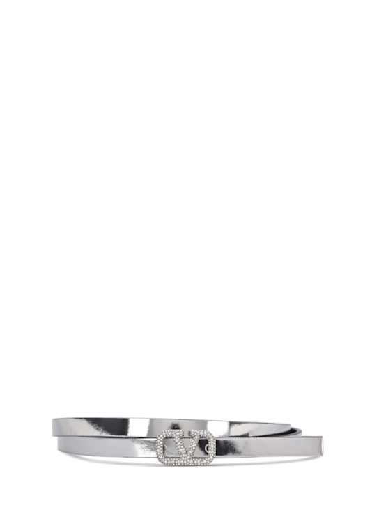 Valentino Garavani: 10mm V Logo Signature belt - Silver - women_0 | Luisa Via Roma