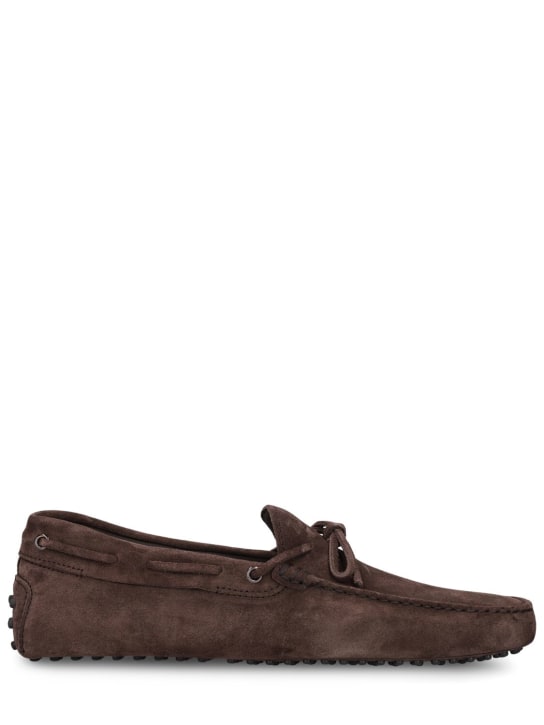 Tod's: New Laccetto suede loafers - Brown - men_0 | Luisa Via Roma