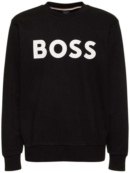 Boss: Sweatshirt aus Baumwolle mit Logo - Schwarz - men_0 | Luisa Via Roma