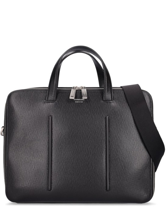 Ferragamo: New Revival leather brief case - men_0 | Luisa Via Roma
