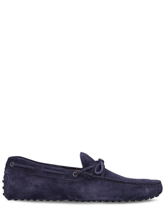 Tod's: New Laccetto suede loafers - Blue - men_0 | Luisa Via Roma