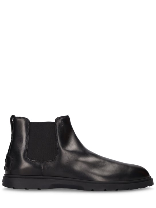 Tod's: Leather ankle boots - Black - men_0 | Luisa Via Roma