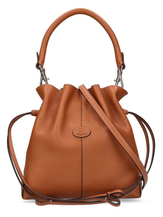 Tod's: Mini DBS leather bucket bag - Brown - women_0 | Luisa Via Roma
