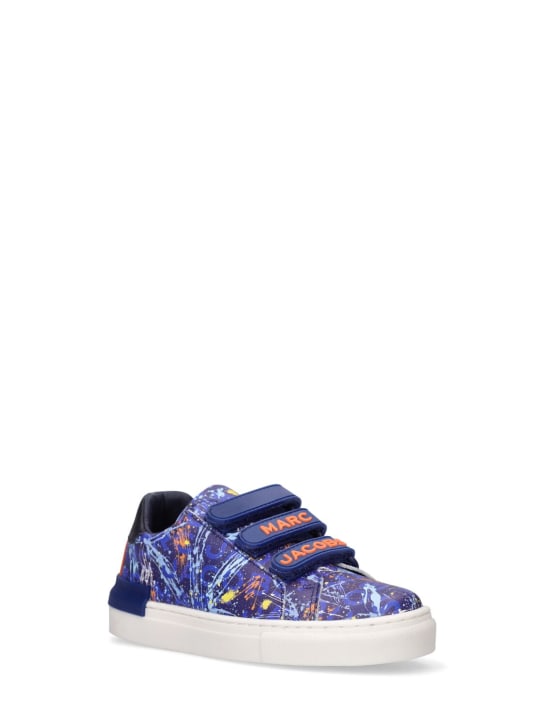 Marc Jacobs: All over print leather sneakers - Blue - kids-boys_1 | Luisa Via Roma