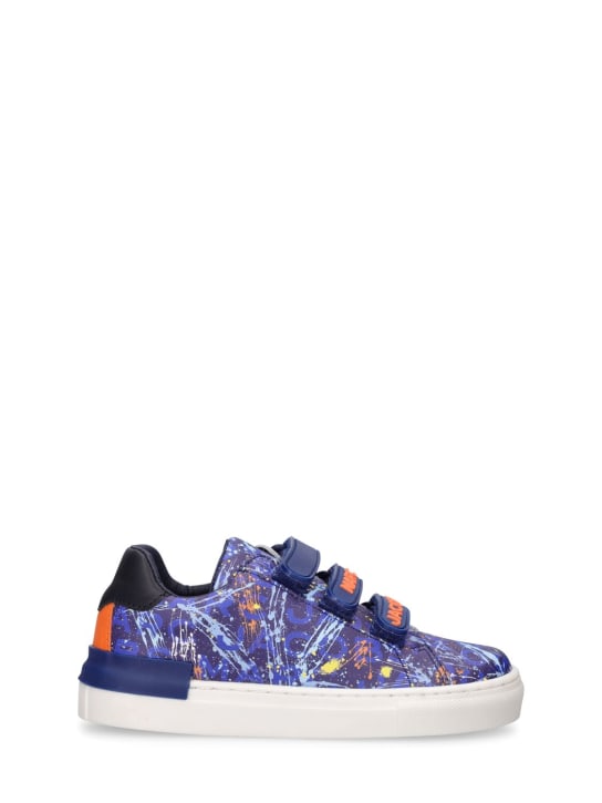 Marc Jacobs: All over print leather sneakers - Blue - kids-boys_0 | Luisa Via Roma