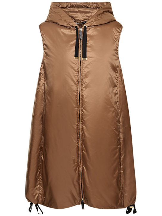 Max Mara: Greengi hooded midi puffer vest - women_0 | Luisa Via Roma