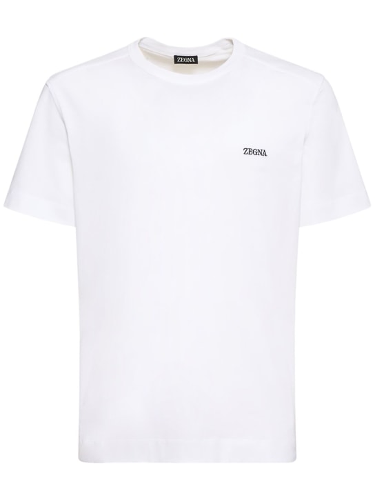 Zegna: Kurzes, ärmelloses T-Shirt - Weiß - men_0 | Luisa Via Roma