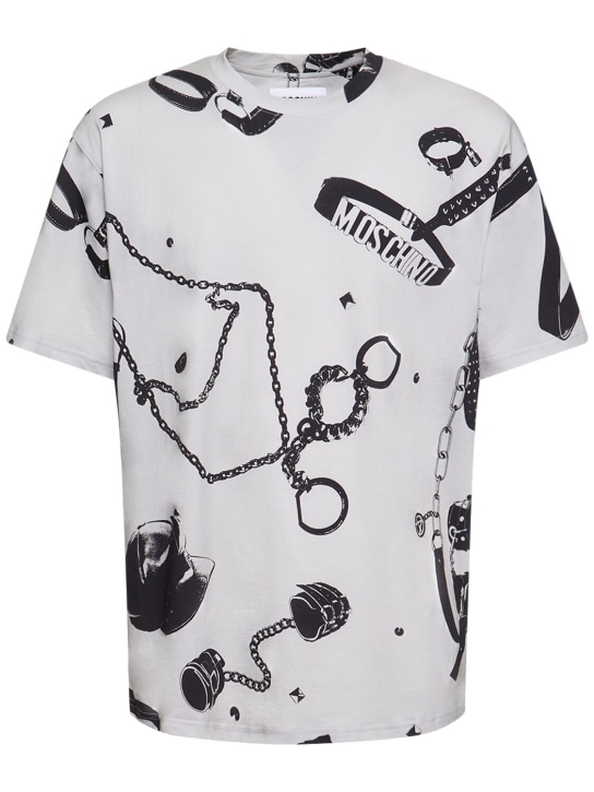 Moschino: T-shirt en jersey de coton imprimé - men_0 | Luisa Via Roma