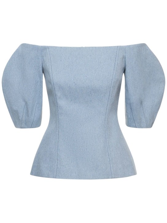 Gabriela Hearst: Ellen puff sleeve cotton denim top - Light Blue - women_0 | Luisa Via Roma
