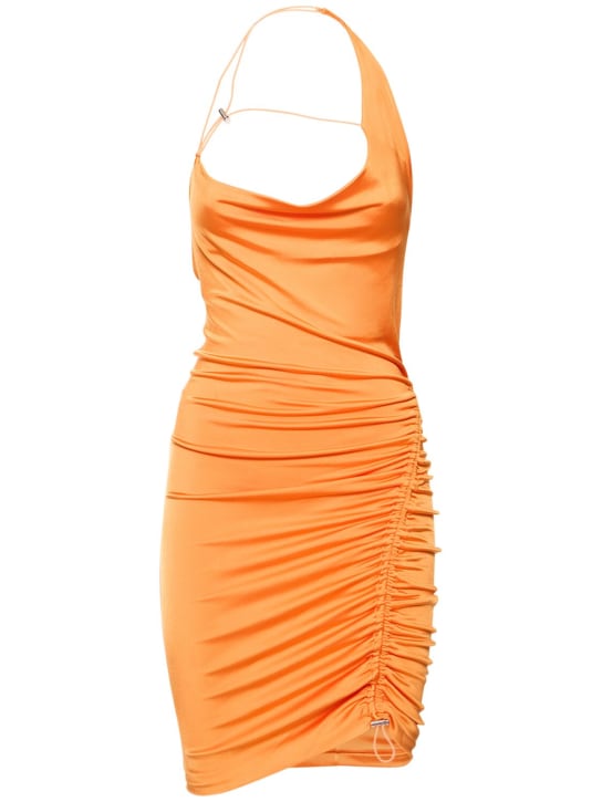 Et Ochs: Draped viscose jersey mini halter dress - Naranja - women_0 | Luisa Via Roma