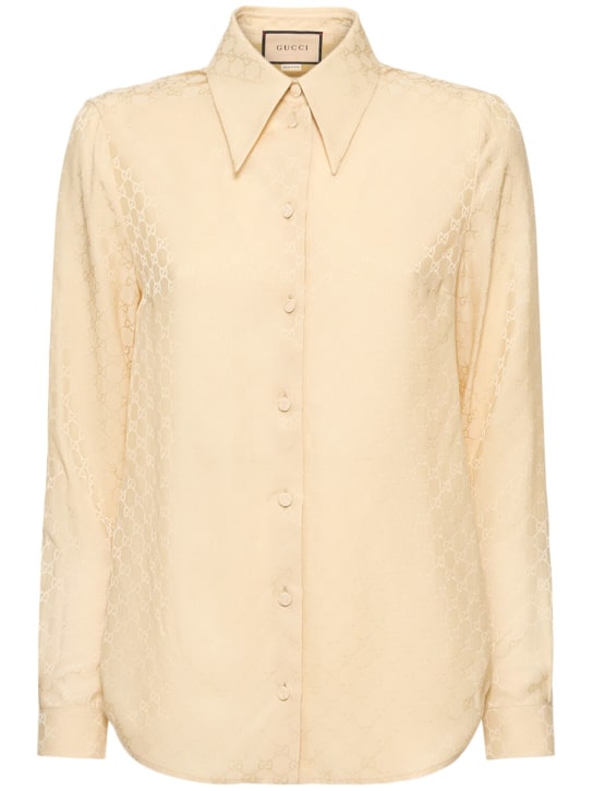 Gucci: Exquisite GG silk crêpe shirt - Bej - women_0 | Luisa Via Roma
