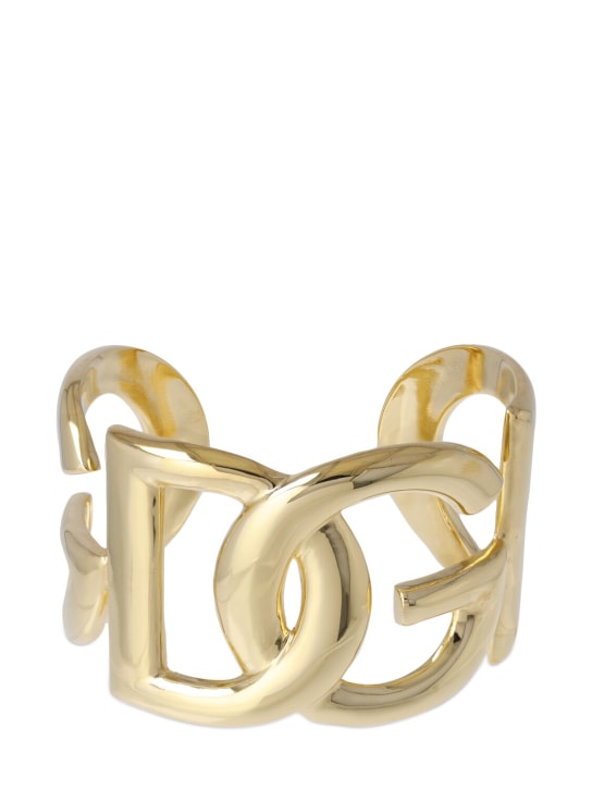 Dolce&Gabbana: Bracciale rigido con logo - Oro - women_0 | Luisa Via Roma