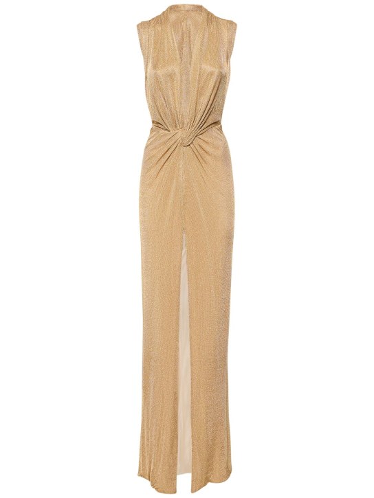 Costarellos: Hedy jersey lurex knotted long dress - women_0 | Luisa Via Roma