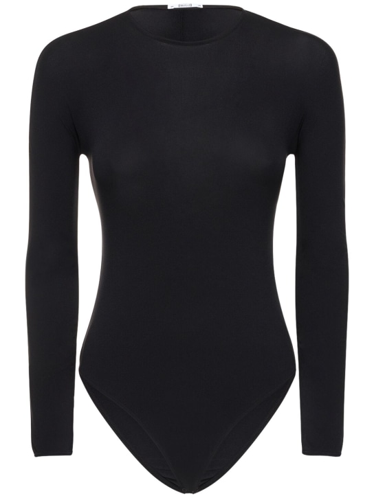 Wolford: The round neck jersey bodysuit - Black - women_0 | Luisa Via Roma