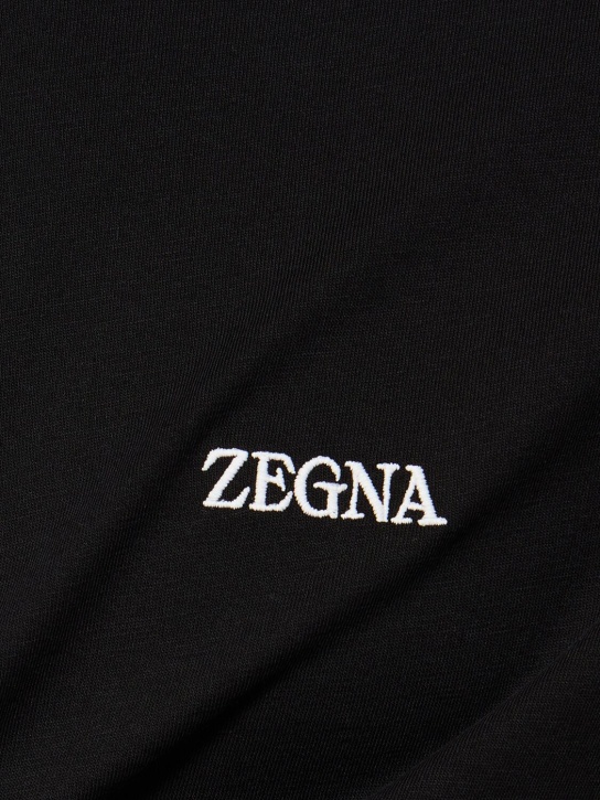 Zegna: Short sleeved t-shirt - Black - men_1 | Luisa Via Roma