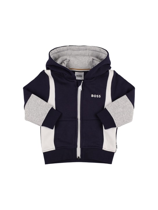 Boss: Cotton blend zip hoodie - Dunkelblau - kids-boys_0 | Luisa Via Roma