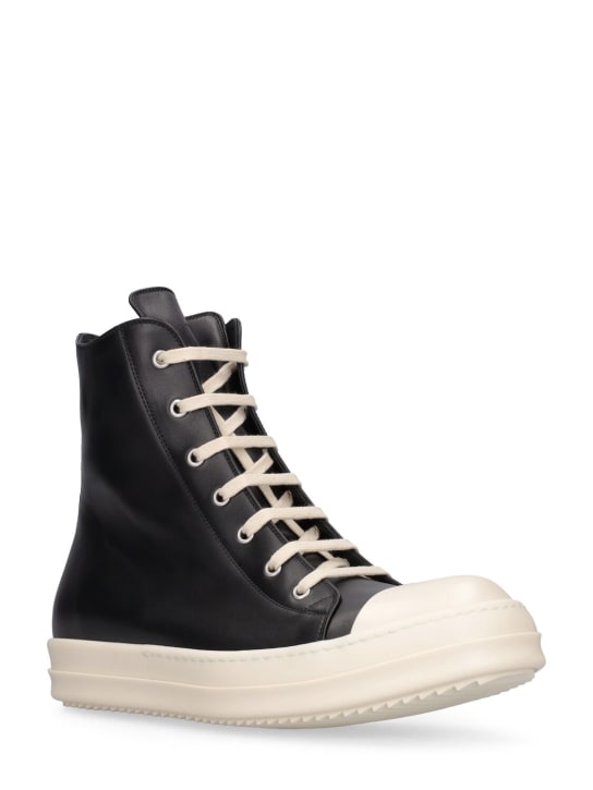 Rick Owens: Leather high top sneakers - men_2 | Luisa Via Roma