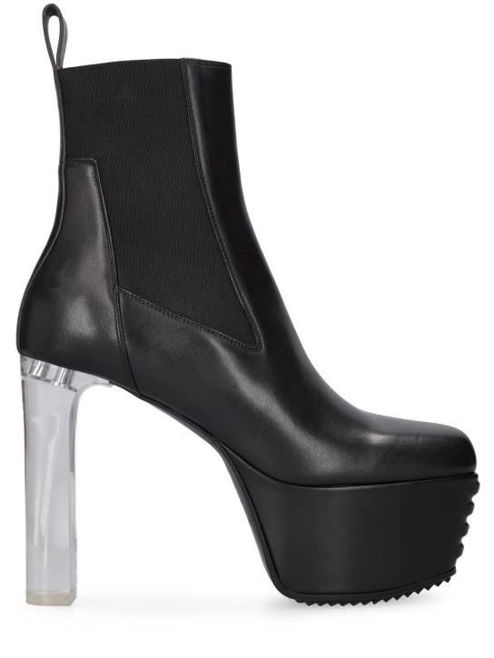 Rick Owens: 170mm Beatle leather ankle boots - Siyah - women_0 | Luisa Via Roma