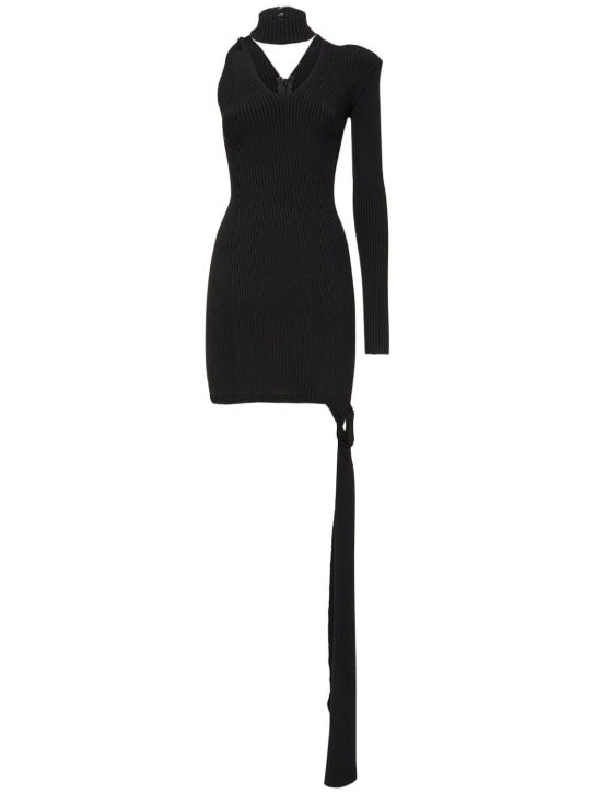 David Koma: 골지 니트 싱글 슬리브 미니 드레스 - 블랙 - women_0 | Luisa Via Roma
