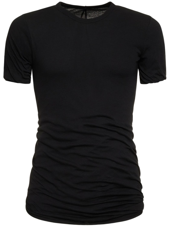 Rick Owens: T-shirt doublé à manches courtes - Noir - men_0 | Luisa Via Roma