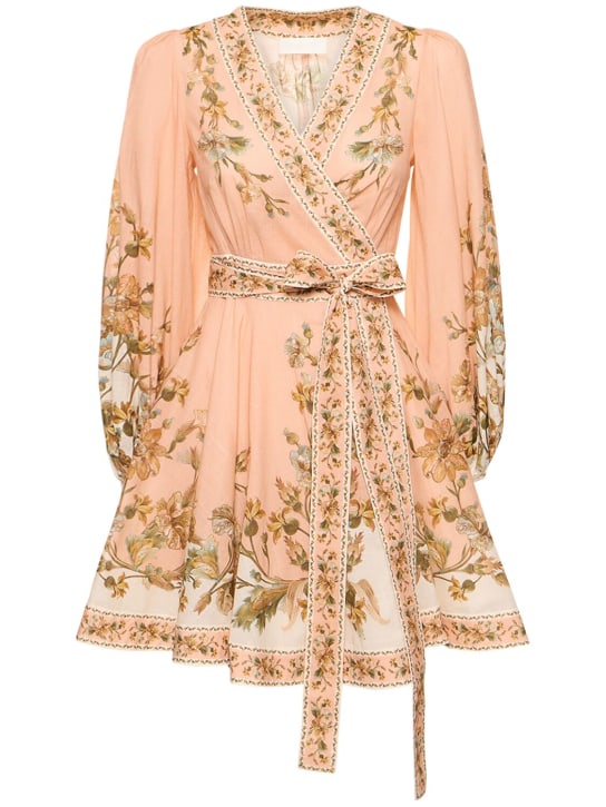 Zimmermann: Chintz printed cotton wrap midi dress - Pink Daisy Flor - women_0 | Luisa Via Roma