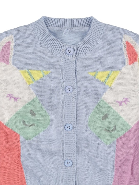 Stella Mccartney Kids: Organic cotton knit cardigan - Blue - kids-girls_1 | Luisa Via Roma