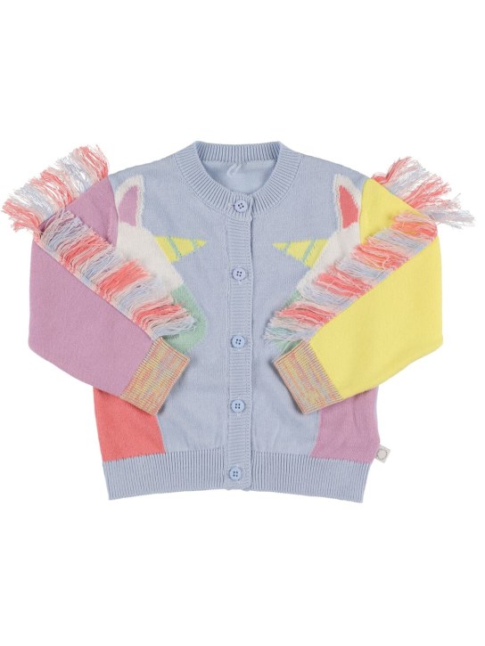 Stella Mccartney Kids: Organic cotton knit cardigan - Blau - kids-girls_0 | Luisa Via Roma