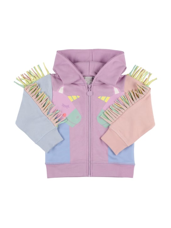 Stella Mccartney Kids: Printed organic cotton zip-up sweatshirt - Light Lila - kids-girls_0 | Luisa Via Roma
