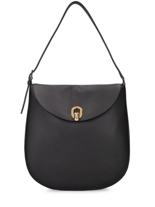 Savette: Large Tondo leather hobo bag - Siyah - women_0 | Luisa Via Roma