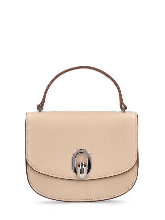 Savette: Mini Tondo leather top handle bag - Bej - women_0 | Luisa Via Roma
