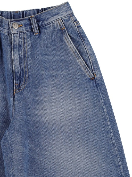 MM6 Maison Margiela: Wide cotton denim jeans - kids-girls_1 | Luisa Via Roma