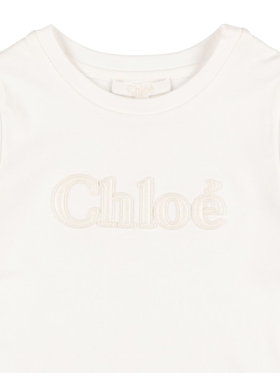 Chloé: オーガニックコットンジャージーTシャツ - ホワイト - kids-girls_1 | Luisa Via Roma