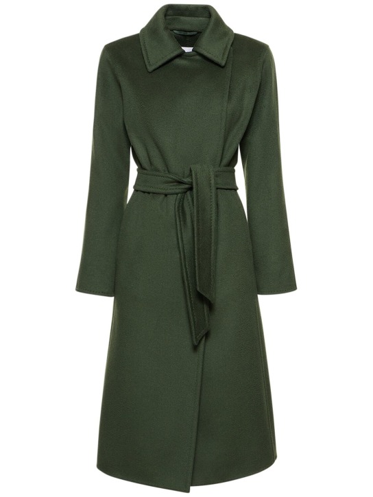 Max Mara: Manuela1 belted cashmere double coat - Dk Green - women_0 | Luisa Via Roma