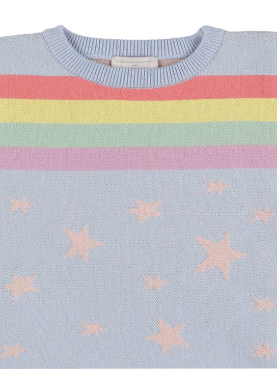 Stella Mccartney Kids: Organic cotton blend knit sweater - Light Blue - kids-girls_1 | Luisa Via Roma