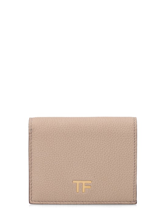 Tom Ford: Brieftasche aus Leder mit Zipper und Logo - Silk Taupe - women_0 | Luisa Via Roma