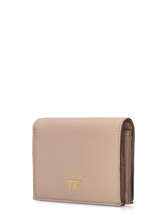 Tom Ford: Brieftasche aus Leder mit Zipper und Logo - Silk Taupe - women_1 | Luisa Via Roma
