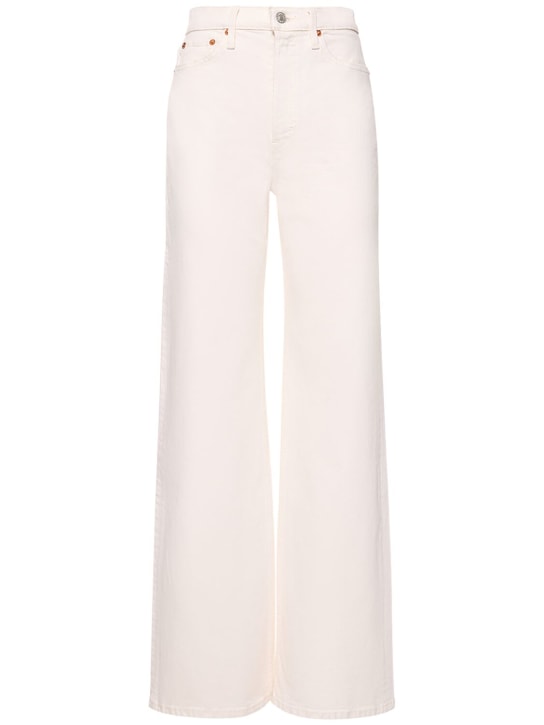 RE/DONE: Jeans anchos de algodón con cintura alta - Blanco - women_0 | Luisa Via Roma