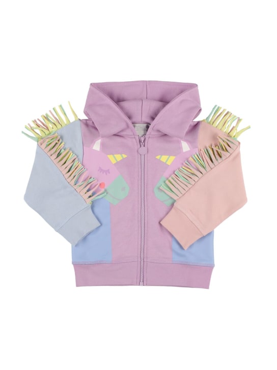 Stella Mccartney Kids: Organic cotton zip-up sweatshirt hoodie - Açık Mor - kids-girls_0 | Luisa Via Roma