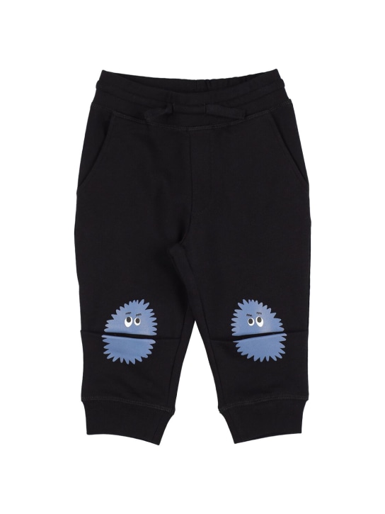 Stella Mccartney Kids: Monster print organic cotton sweatpants - Black - kids-boys_0 | Luisa Via Roma
