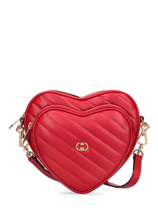 Interlocking G mini heart shoulder bag in red leather
