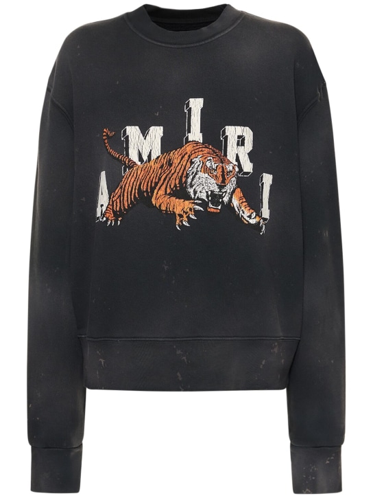 Amiri: Jersey-Sweatshirt mit Tiger-Logo - Schwarz - women_0 | Luisa Via Roma