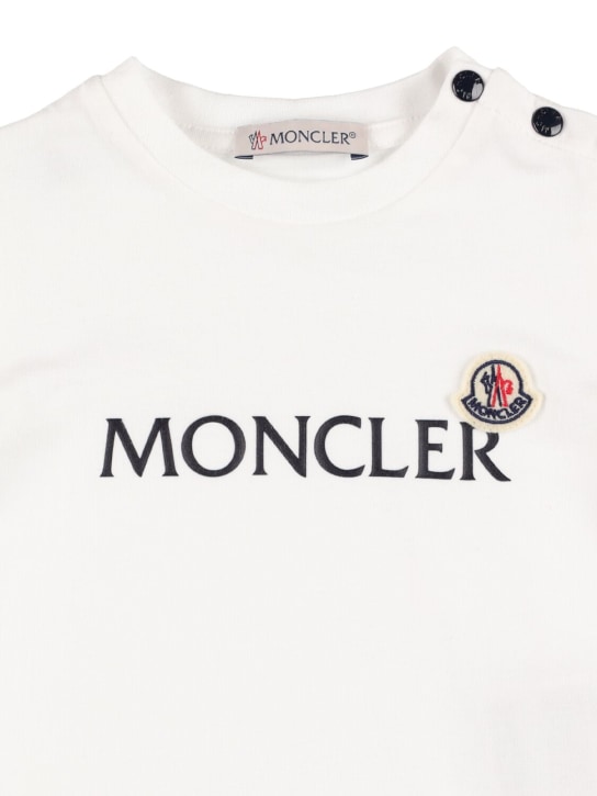 Moncler: Camiseta de jersey de algodón con logo - Blanco - kids-girls_1 | Luisa Via Roma