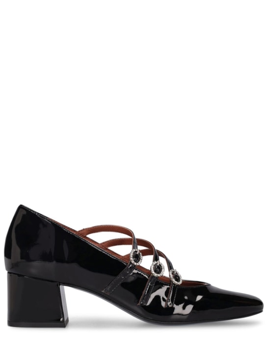 Reformation: 50mm Mimi patent Mary Jane heels - Siyah - women_0 | Luisa Via Roma