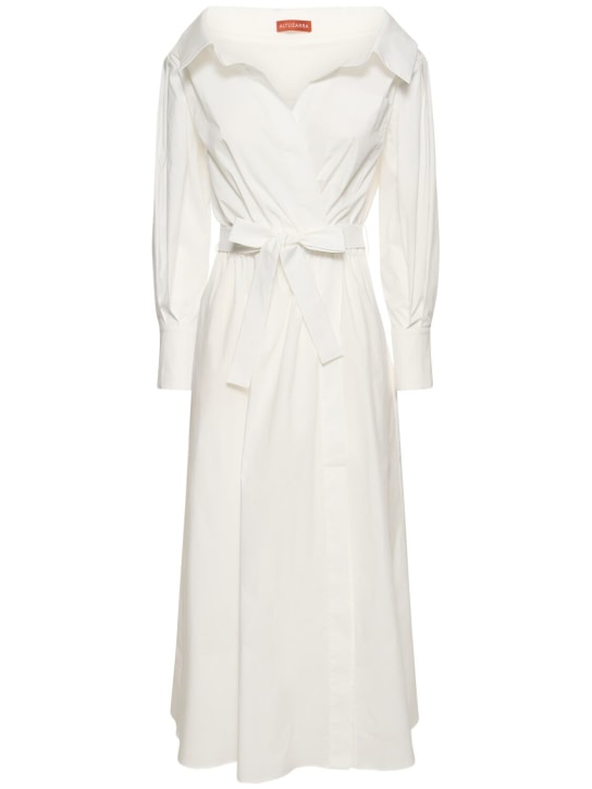 ALTUZARRA: Lyddy cotton poplin midi shirt dress - Optic White - women_0 | Luisa Via Roma