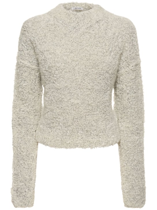 Gauchere: Mohair blend knit long sleeved sweater - Off White - women_0 | Luisa Via Roma
