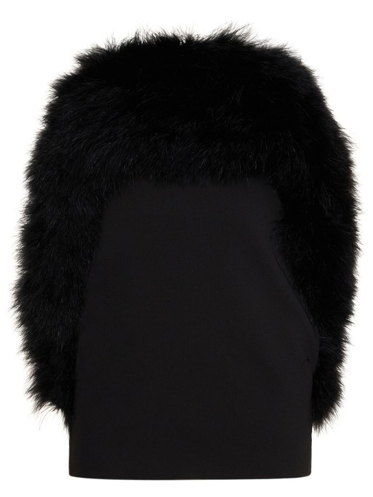 16arlington: Vestito Blaise in crepe con piume - Nero - women_0 | Luisa Via Roma